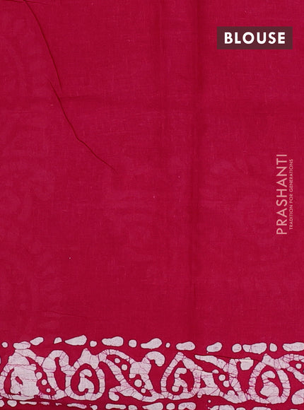 Batik cotton saree pink with allover prints and batik printed border
