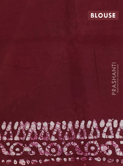 Batik cotton saree mustard yellow and wine shade with allover prints and batik printed border