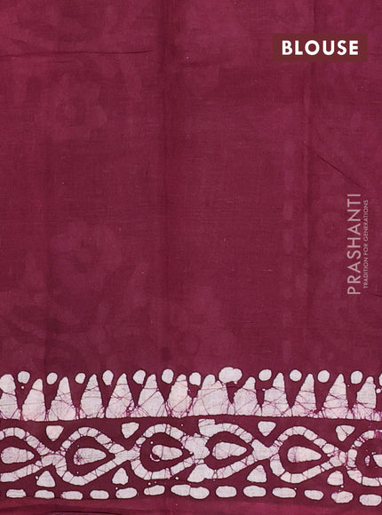 Batik cotton saree pink and wine shade with allover prints and batik printed border