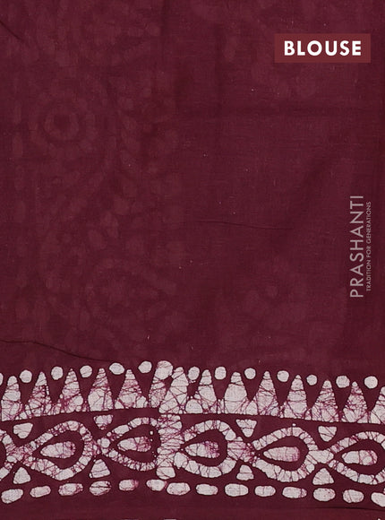 Batik cotton saree mustard yellow and wine shade with allover prints and batik printed border