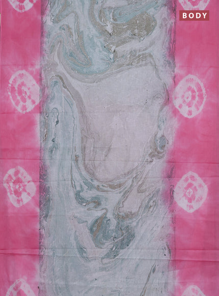 Batik cotton saree multi colour and pink with allover prints and batik printed border