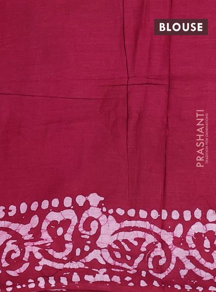 Batik cotton saree beige and pink with allover prints and batik printed border