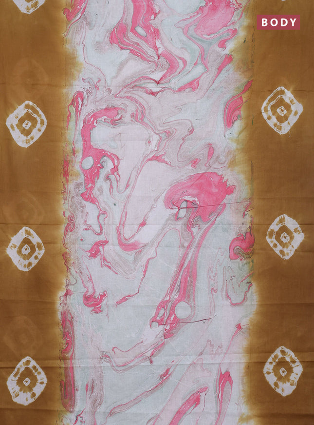Batik cotton saree multi colour and sandal with allover prints and batik printed border