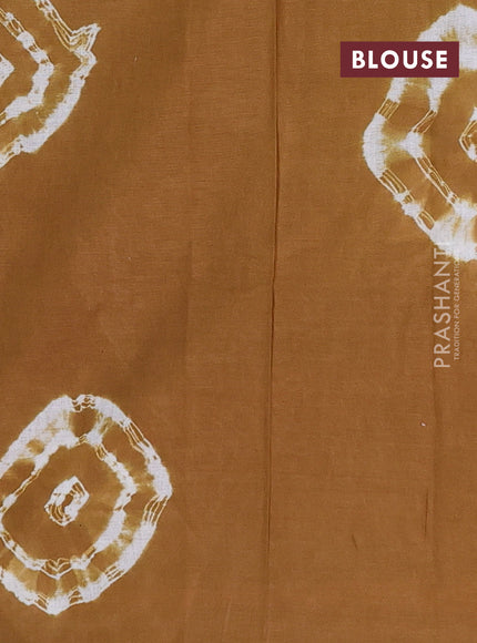 Batik cotton saree multi colour and sandal with allover prints and batik printed border