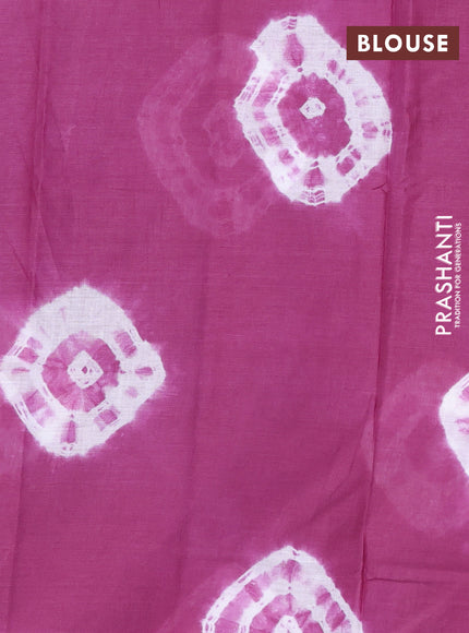 Batik cotton saree multi colour and purple with allover prints and batik printed border