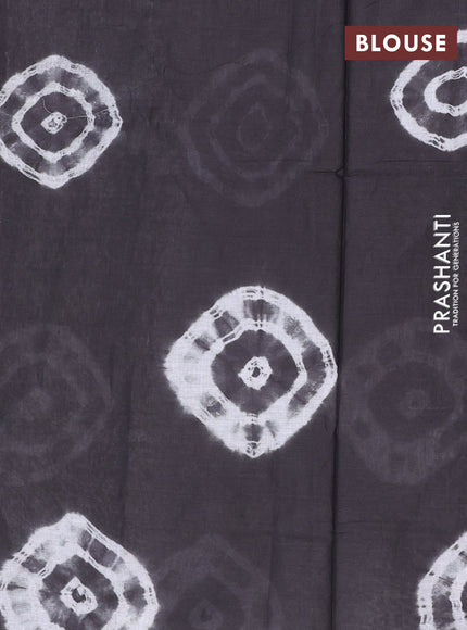 Batik cotton saree multi colour and elephant grey with allover prints and batik printed border