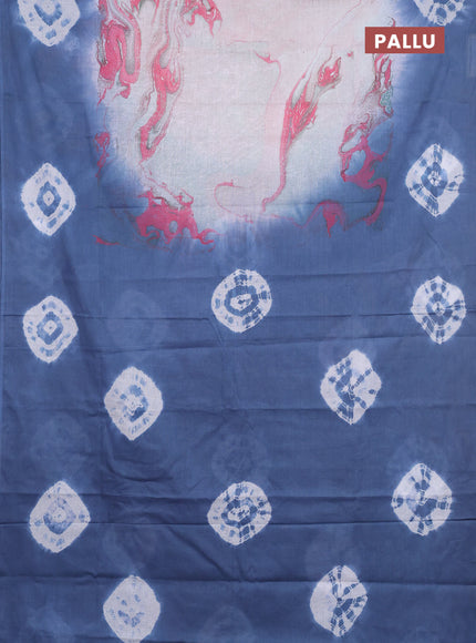 Batik cotton saree multi colour and grey with allover prints and batik printed border