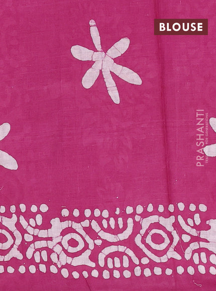 Batik cotton saree multi colour and wine shade with allover prints and batik printed border