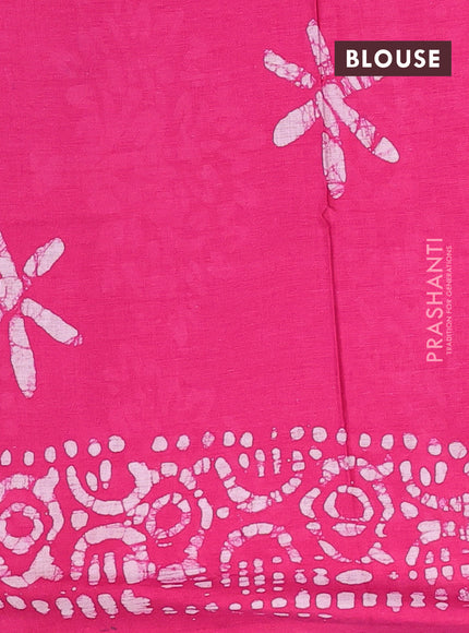Batik cotton saree multi colour and pink with allover prints and batik printed border