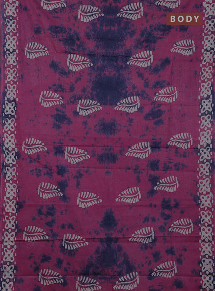 Batik cotton saree magent pink with batik butta prints and batik printed border