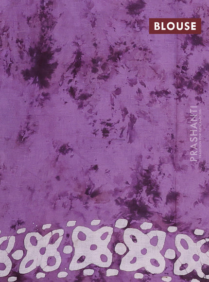 Batik cotton saree lavender with batik butta prints and batik printed border