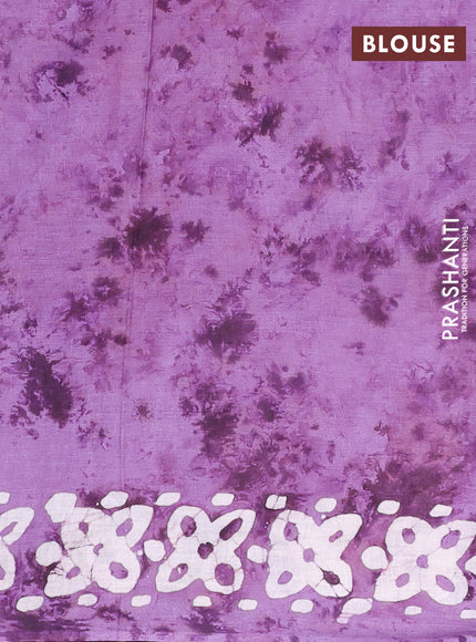Batik cotton saree lavender with batik butta prints and batik printed border