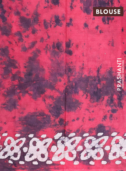 Batik cotton saree pink shade with batik butta prints and batik printed border