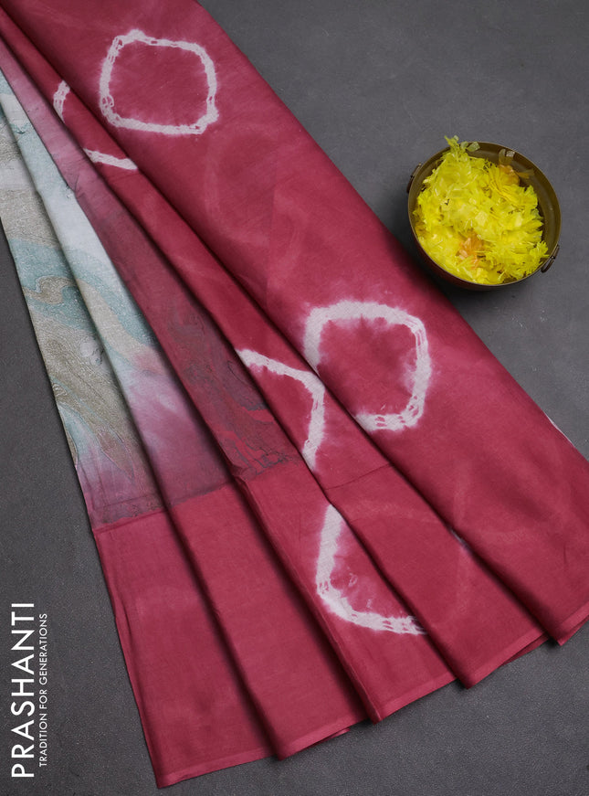 Batik cotton saree multi colour and pink shade with allover prints and batik printed border