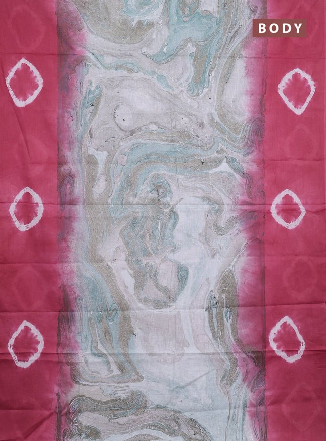 Batik cotton saree multi colour and pink shade with allover prints and batik printed border