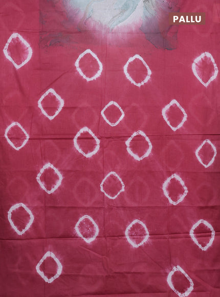 Batik cotton saree multi colour and pink shade with allover prints and batik printed border