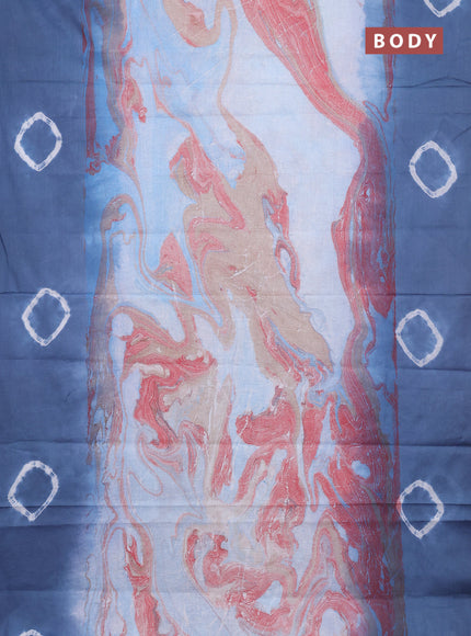 Batik cotton saree multi colour and bluish grey with allover prints and batik printed border