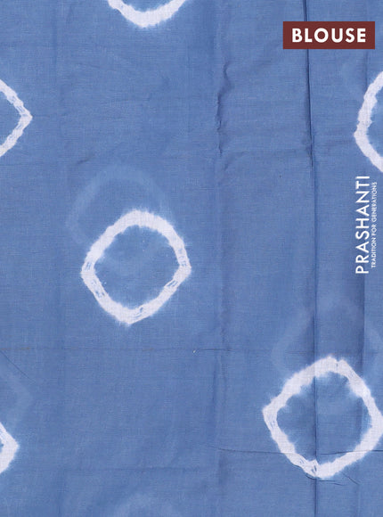 Batik cotton saree multi colour and bluish grey with allover prints and batik printed border