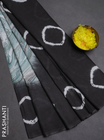 Batik cotton saree multi colour and dark grey with allover prints and batik printed border
