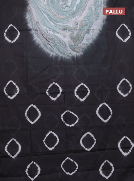 Batik cotton saree multi colour and dark grey with allover prints and batik printed border