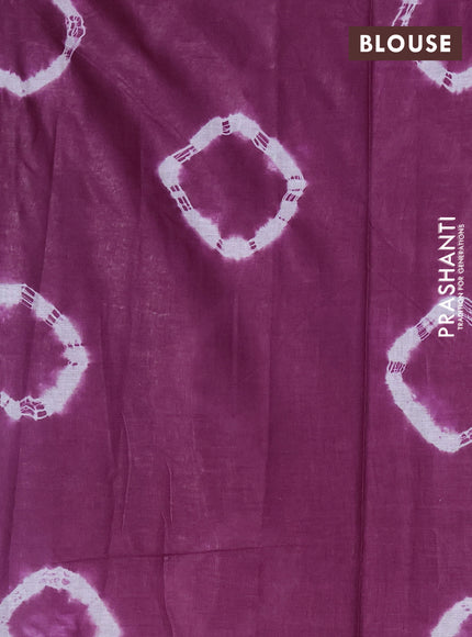 Batik cotton saree multi colour and purple with allover prints and batik printed border