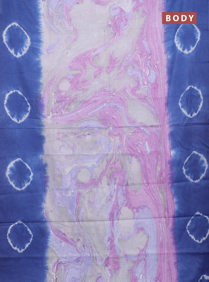 Batik cotton saree multi colour and blue  with allover prints and batik printed border