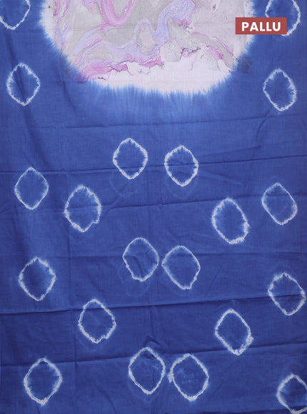 Batik cotton saree multi colour and blue  with allover prints and batik printed border