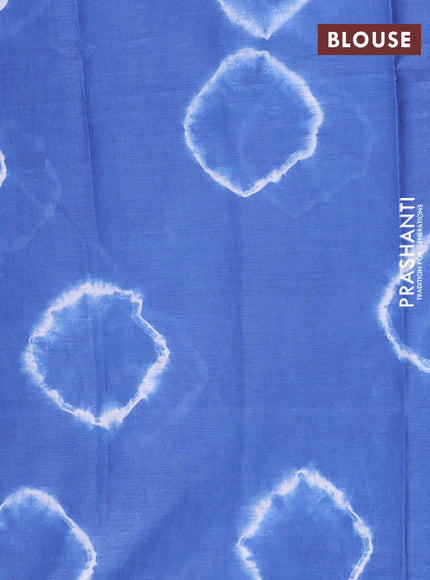 Batik cotton saree multi colour and blue  with allover prints and batik printed border