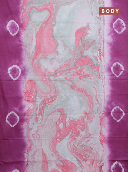 Batik cotton saree multi colour and magenta pink with allover prints and batik printed border