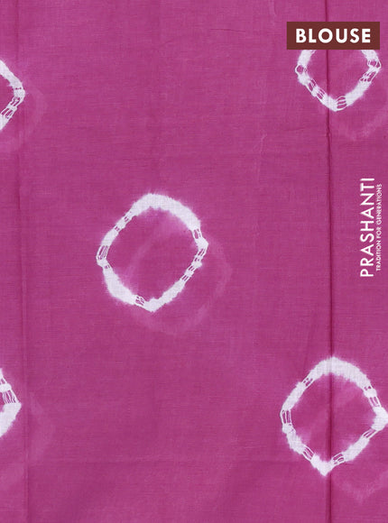 Batik cotton saree multi colour and magenta pink with allover prints and batik printed border