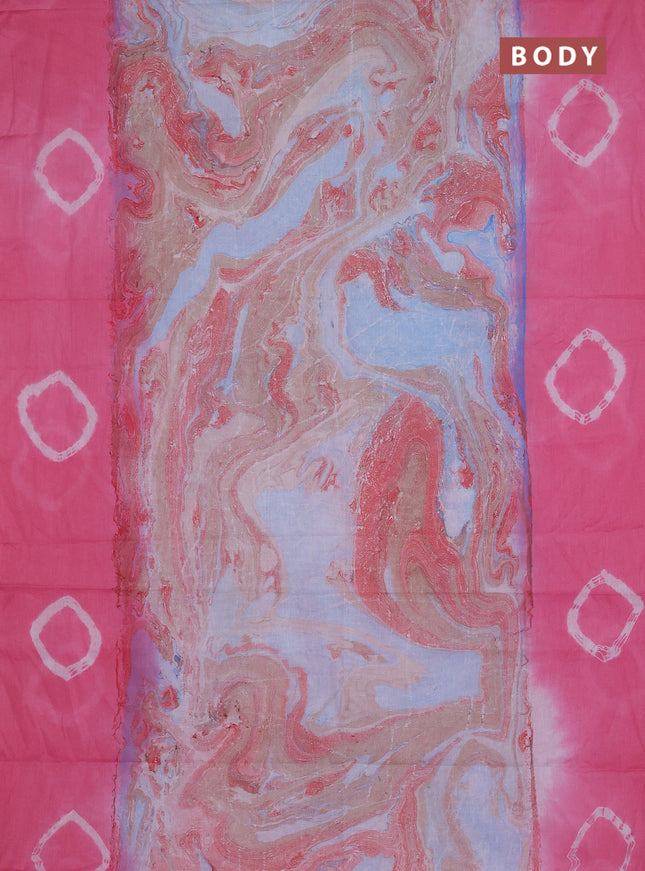Batik cotton saree multi colour and pink shade with allover prints and batik printed border