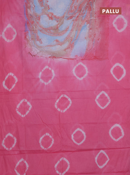 Batik cotton saree multi colour and pink shade with allover prints and batik printed border