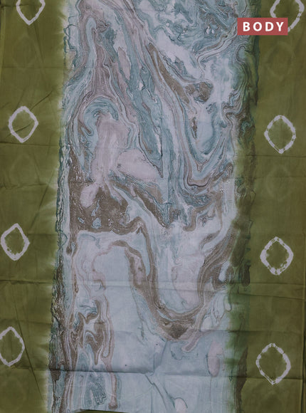 Batik cotton saree multi colour and mehendi green with allover prints and batik printed border