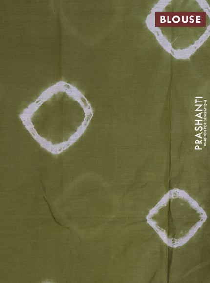 Batik cotton saree multi colour and mehendi green with allover prints and batik printed border