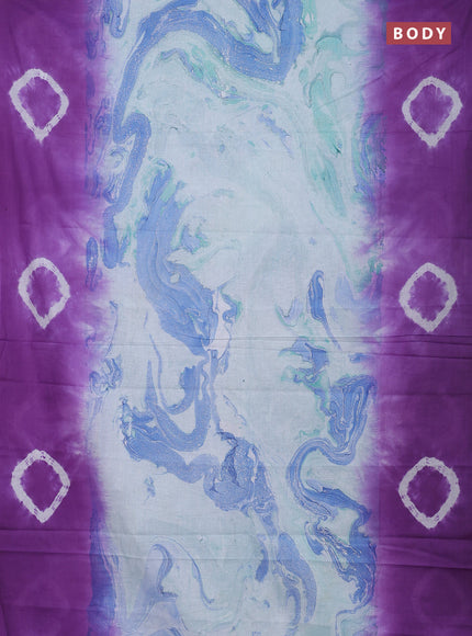 Batik cotton saree multi colour and purple with allover prints and batik printed border