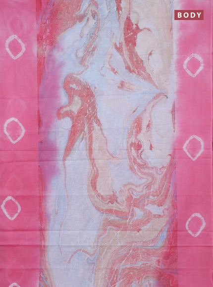 Batik cotton saree multi colour and pink shade with allover prints and batik printed border