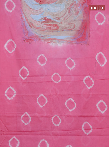 Batik cotton saree multi colour and pink shade with allover prints and batik printed border