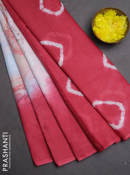 Batik cotton saree multi colour and pink shade with allover prints and batik printed border
