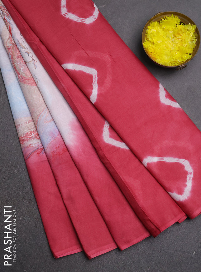 Batik cotton saree multi colour and pink shade with allover prints and batik printed border