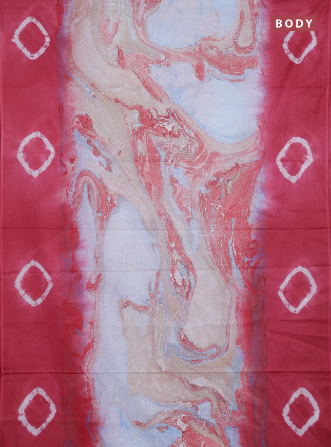 Batik cotton saree multi colour and pink shade with allover prints and batik printed border