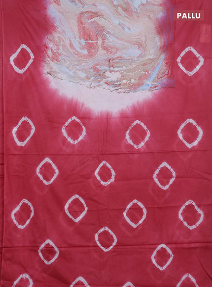 Batik cotton saree multi colour and pink shade with allover prints and batik printed border