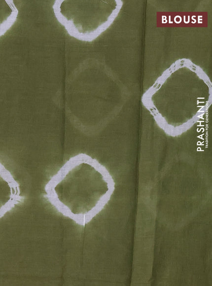 Batik cotton saree multi colour and mehendi green with allover prints and batik printed border