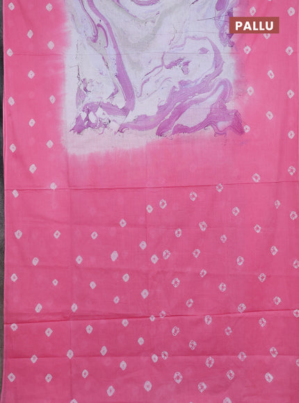 Batik cotton saree multi colour and light pink with allover prints and batik printed border