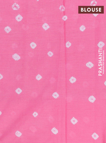 Batik cotton saree multi colour and light pink with allover prints and batik printed border