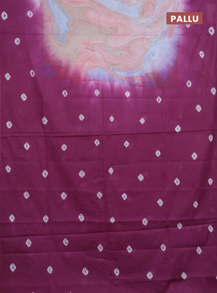 Batik cotton saree multi colour and purple with allover prints and batik printed border