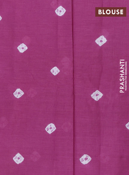 Batik cotton saree multi colour and purple with allover prints and batik printed border