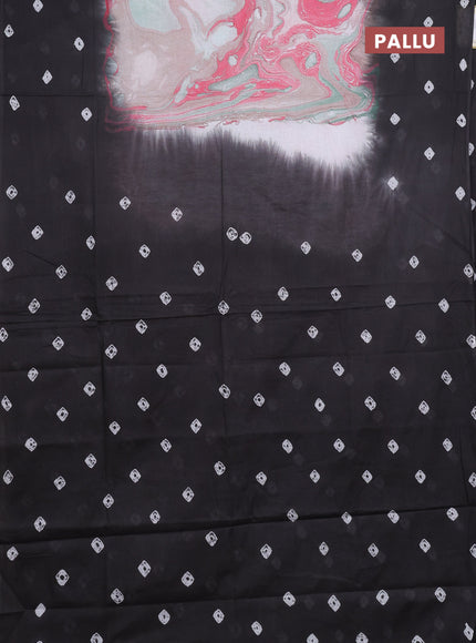 Batik cotton saree multi colour and dark grey with allover prints and batik printed border