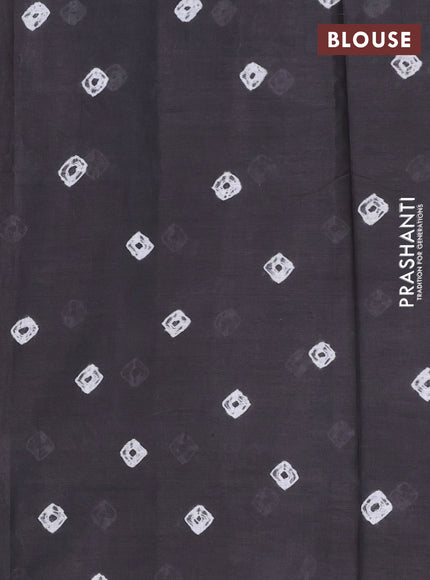 Batik cotton saree multi colour and dark grey with allover prints and batik printed border