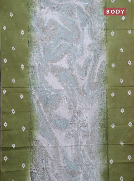 Batik cotton saree multi colour and mehendi green with allover prints and batik printed border