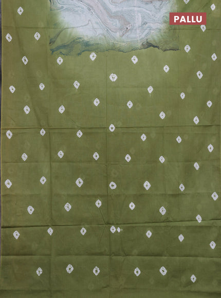 Batik cotton saree multi colour and mehendi green with allover prints and batik printed border